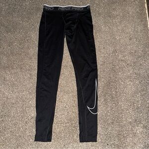 Nike Pro Black Training Tights with White Swoosh